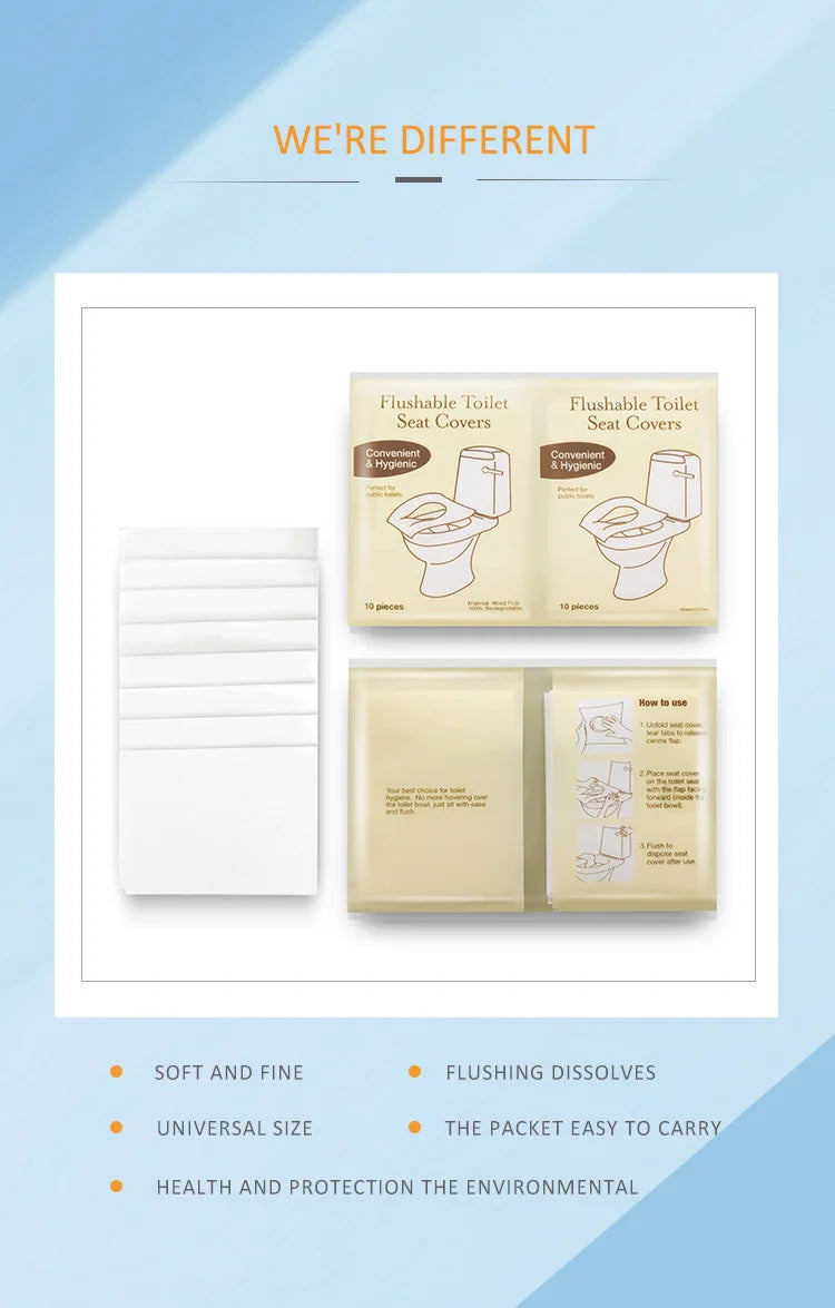 Disposable Toilet Seat Covers | 10-Pack Travel Hygiene Cushions