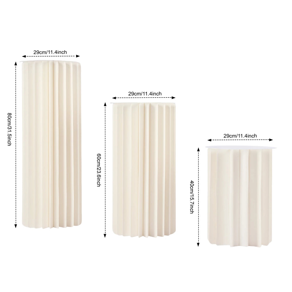 3Pcs Foldable Cardboard Flower Stands Wedding Centerpieces Cardboard Vases Round Pillars Pedestal Cake Stands for Wedding Party