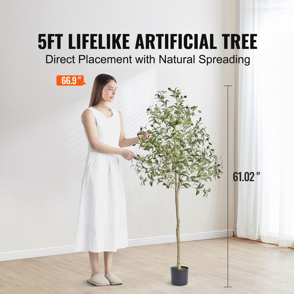 SucceBuy Artificial Olive Tree | 4ft / 5ft / 6ft | Lifelike Faux Plant for Home & Office
