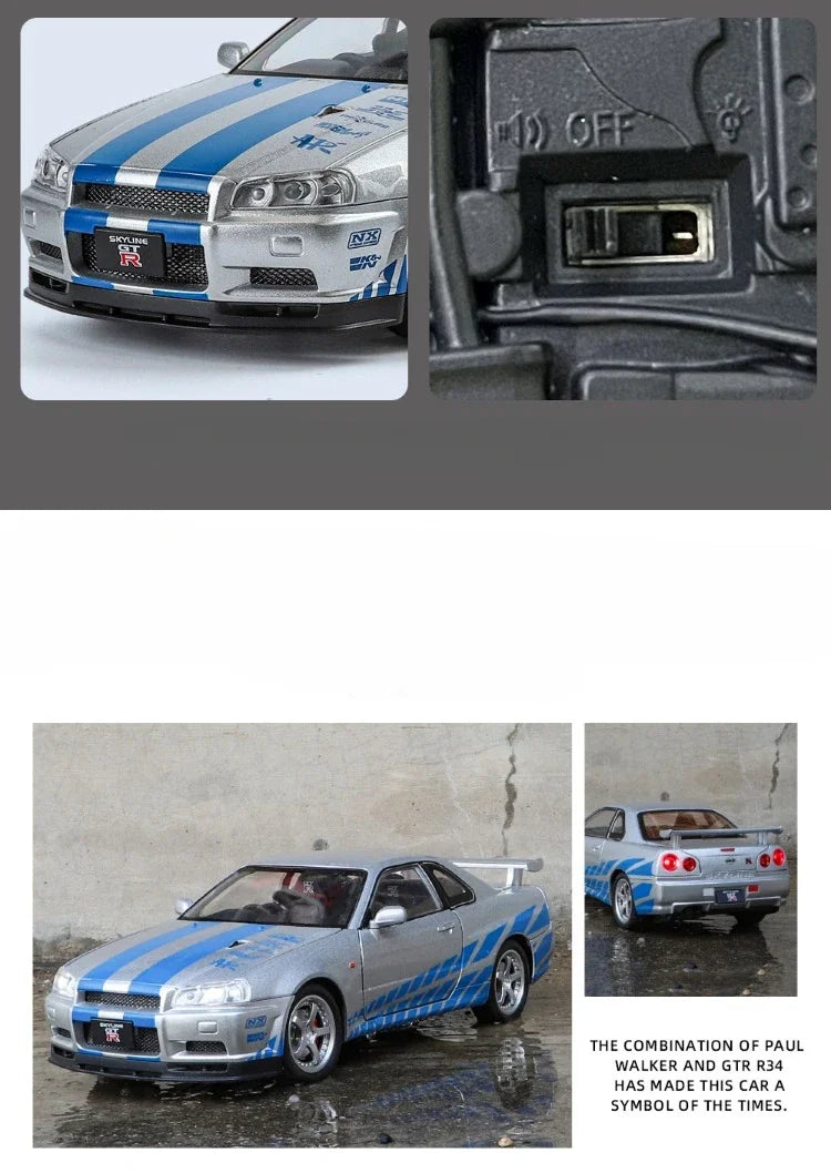 Nissan Skyline GT-R R34 1:24 Die-Cast Model Car | BaseMaxCore