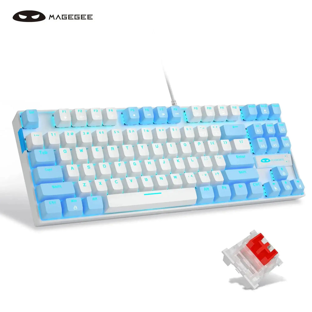 MageGee 75% Mechanical Gaming Keyboard, Blue Switch, LED Blue Backlit, 87 Keys Compact TKL Wired Keyboards for Windows Laptop PC