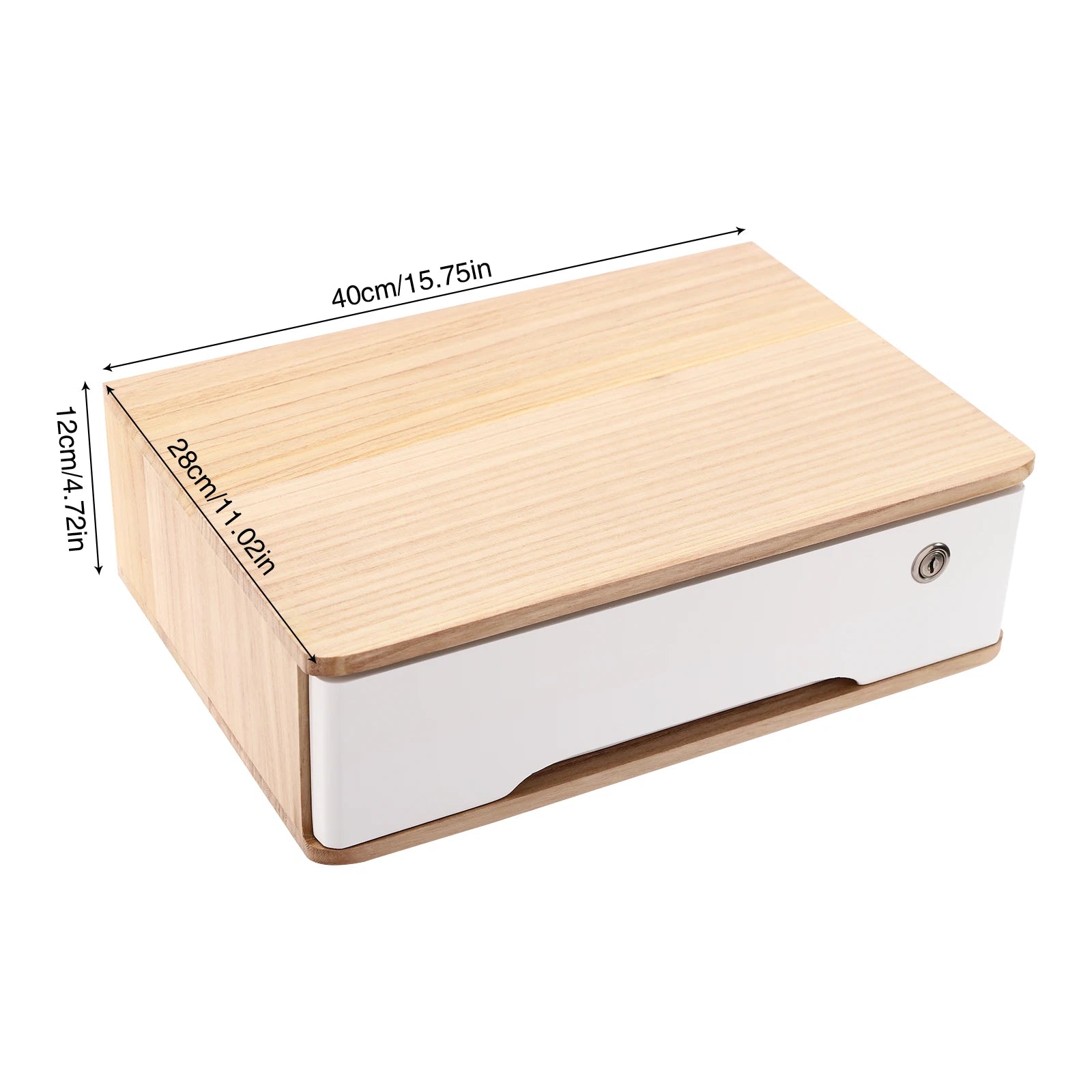 1/2/3 Tier Desktop Storage Box, Wooden Drawer Organizer with Lockable Drawers, No Assembly Required