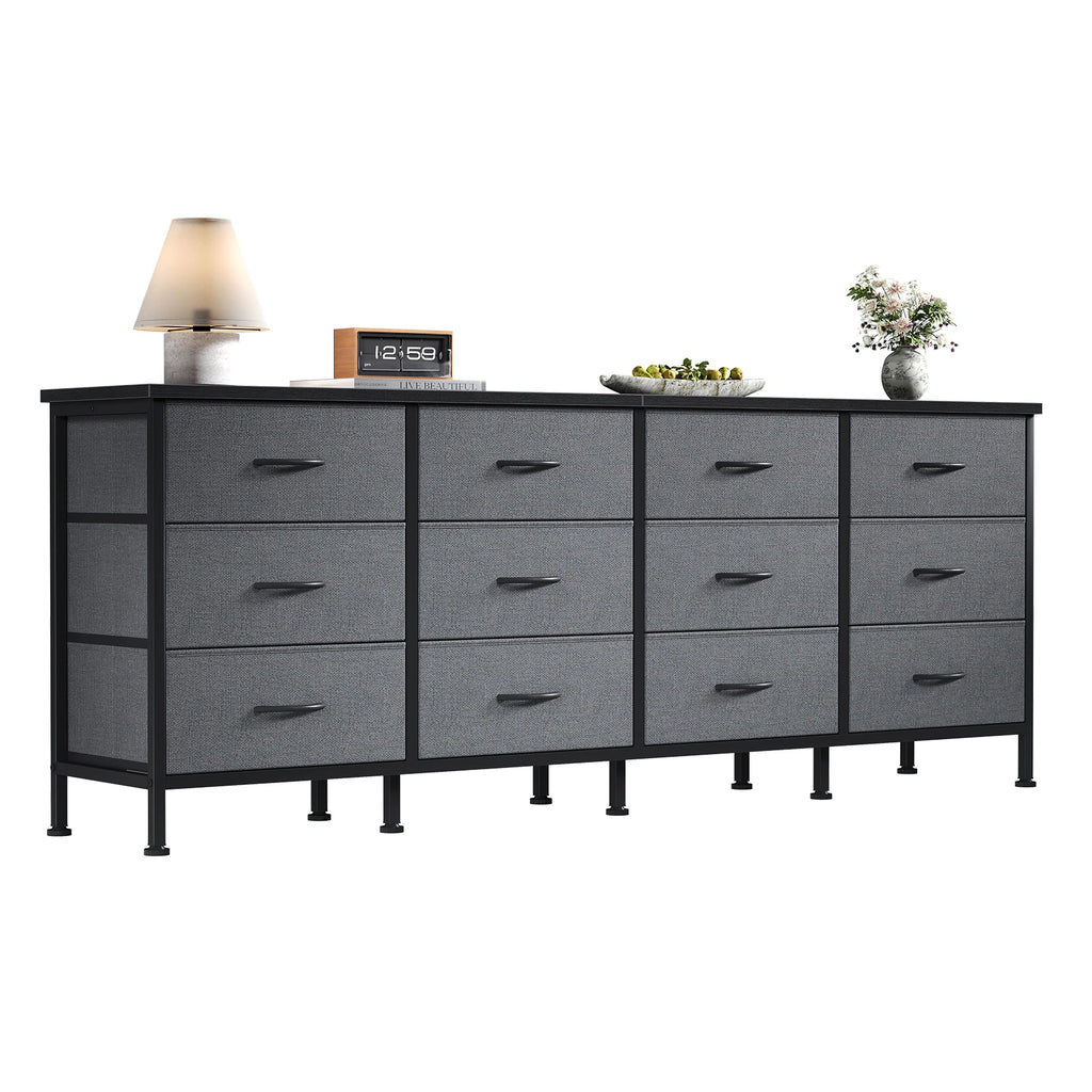 JHK 12-Drawer Fabric TV Stand — Fits Up to 80" TVs, 110 lb Top, Entertainment Center & Dresser
