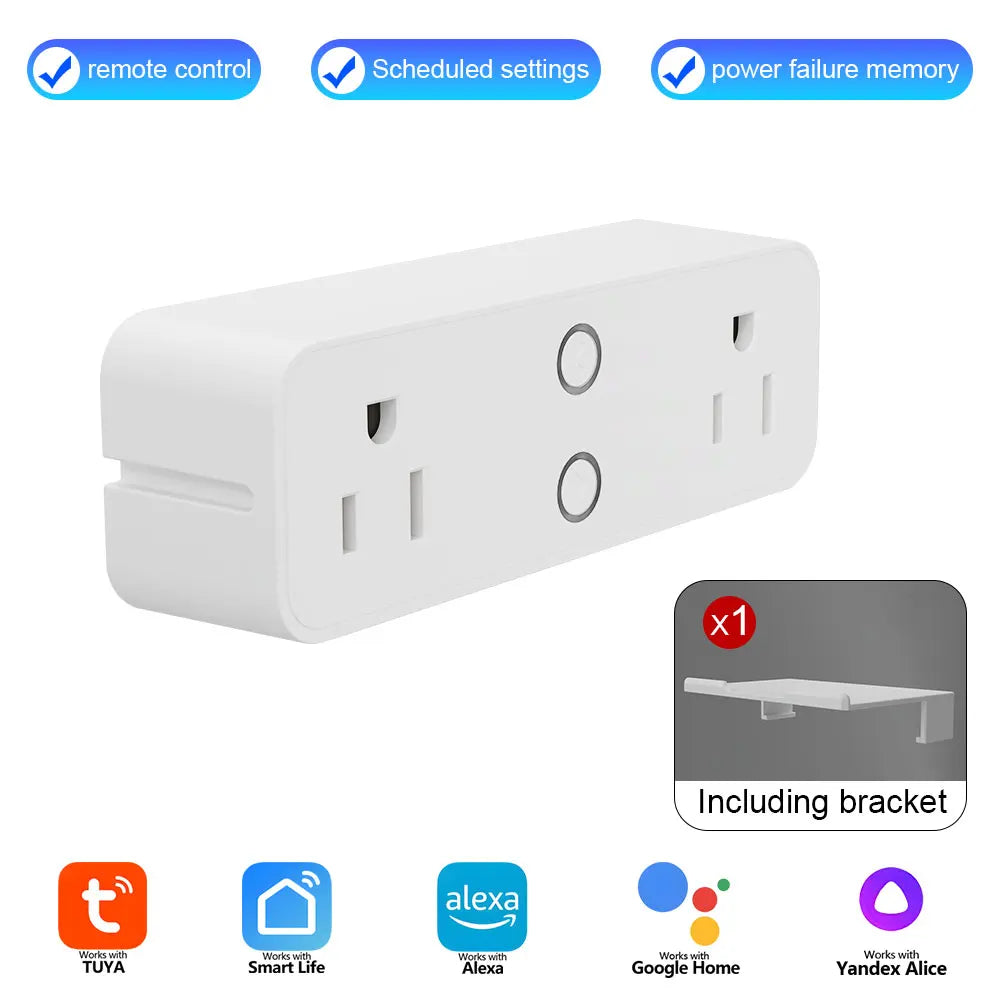 WiFi Smart US Plug Dual Outlets, Voice Control Works with Alexa Google Home