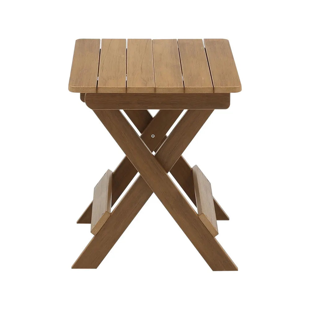 LISM Foldable Outdoor Bistro Set – Teak & HIPS Rectangular Table with 2 Chairs for Patio, Garden & Balcony