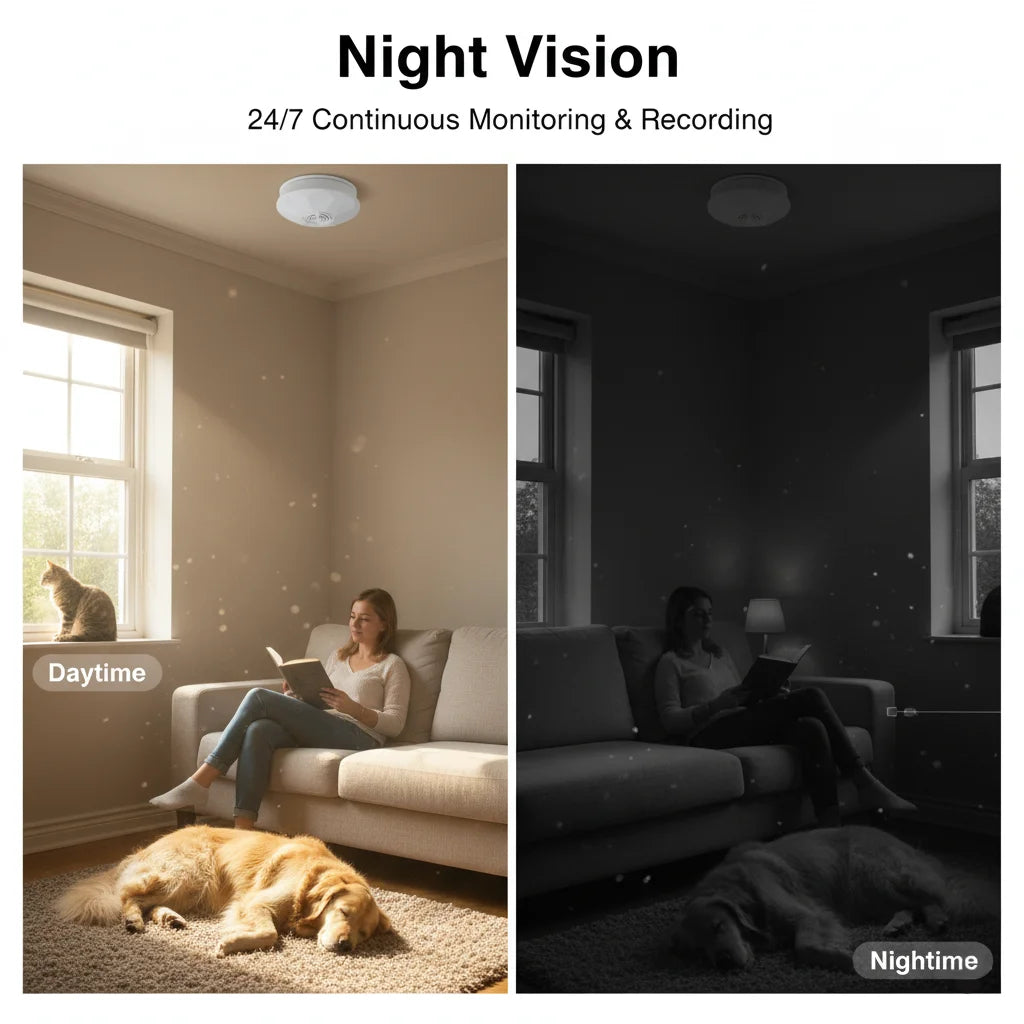 X-S1 Mini Ceiling Security Camera – 1080P HD WiFi with Night Vision, Motion Detection & 256GB Storage for Home & Office