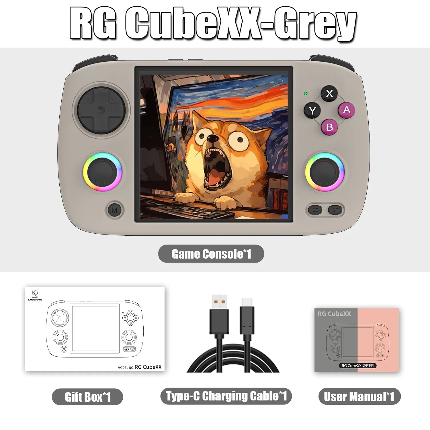 ANBERNIC RG CubeXX Handheld Game Console 3.95 Inch IPS Screen 64 Bit Linux System Supports 5G WiFi Bluetooth TV HD Out RGCUBEXX