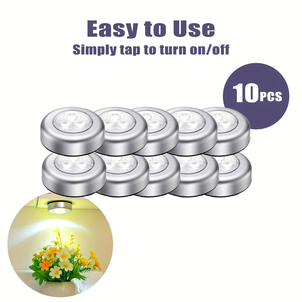 Mini LED Push Night Light — Self-Adhesive, Battery-Powered, No Wiring | 1, 4 or 10-Pack