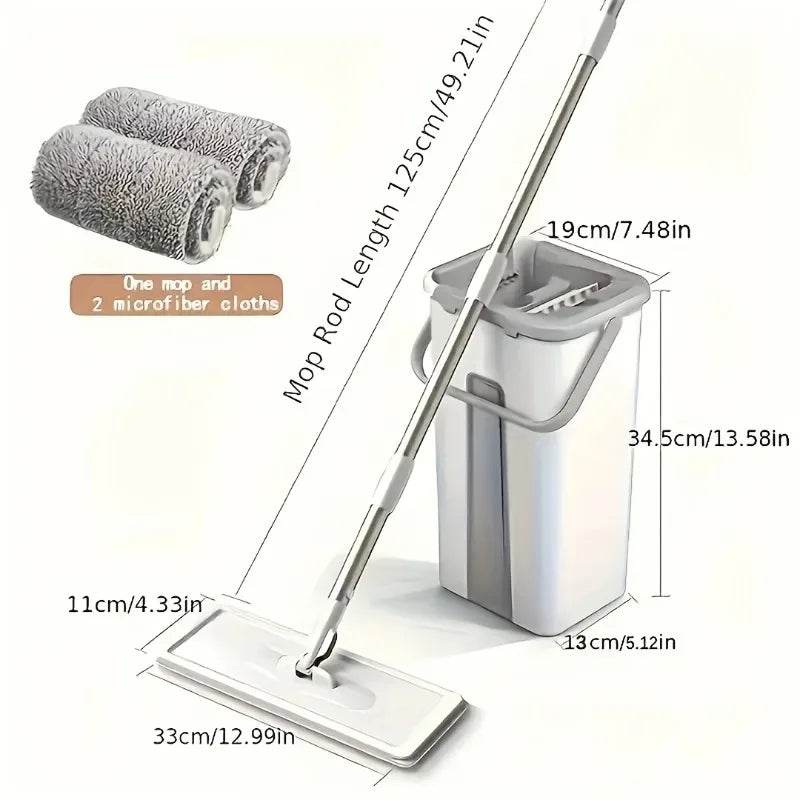AEHOME Hands-Free Flat Mop & Bucket Set – 360° Swivel, 4 Reusable Microfiber Pads, Long Handle