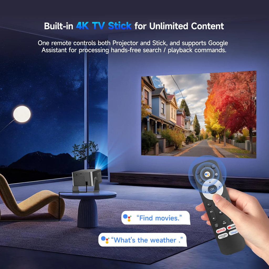 Magcubic HY350GTV 1080P Projector | 900 ANSI, Google TV, Auto Focus & 4K TV Stick Included