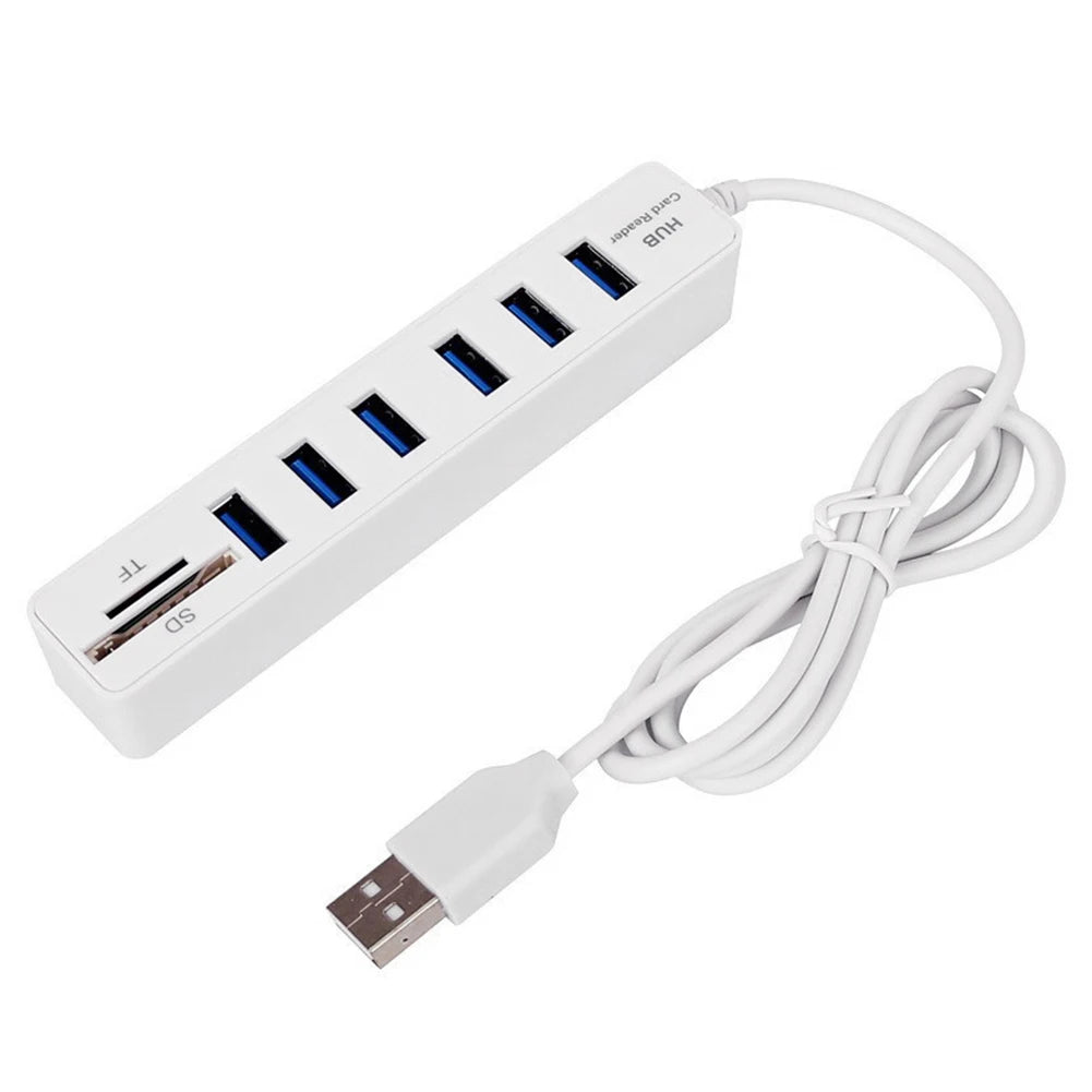 APWIKOGER 8-in-1 USB 2.0 Hub | 6 USB Ports + SD & TF Card Reader