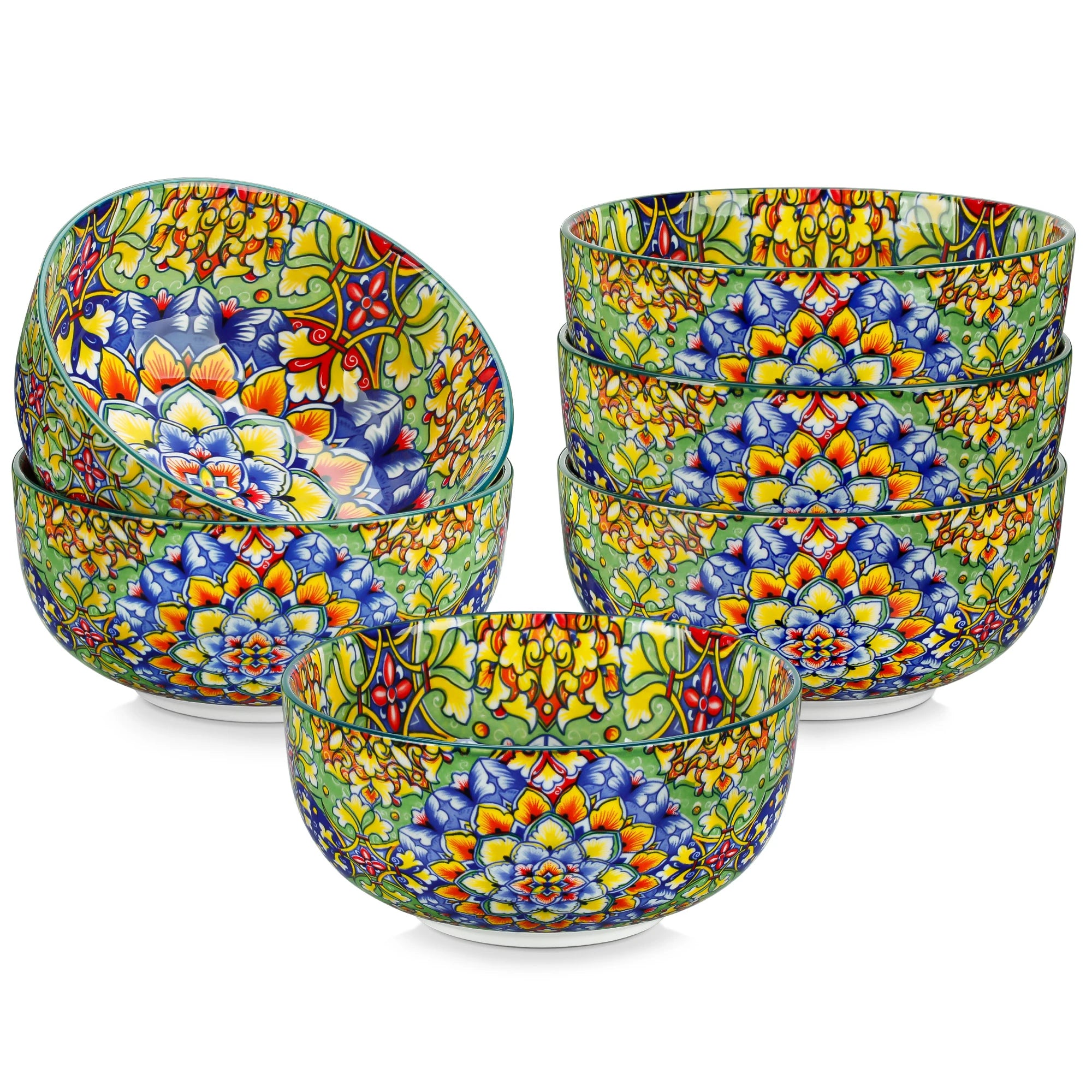 Vancasso Bohemian Ceramic Bowl Set – 6 or 12 Piece, 28 oz Porcelain Bowls for Cereal, Soup, Salad & Pasta