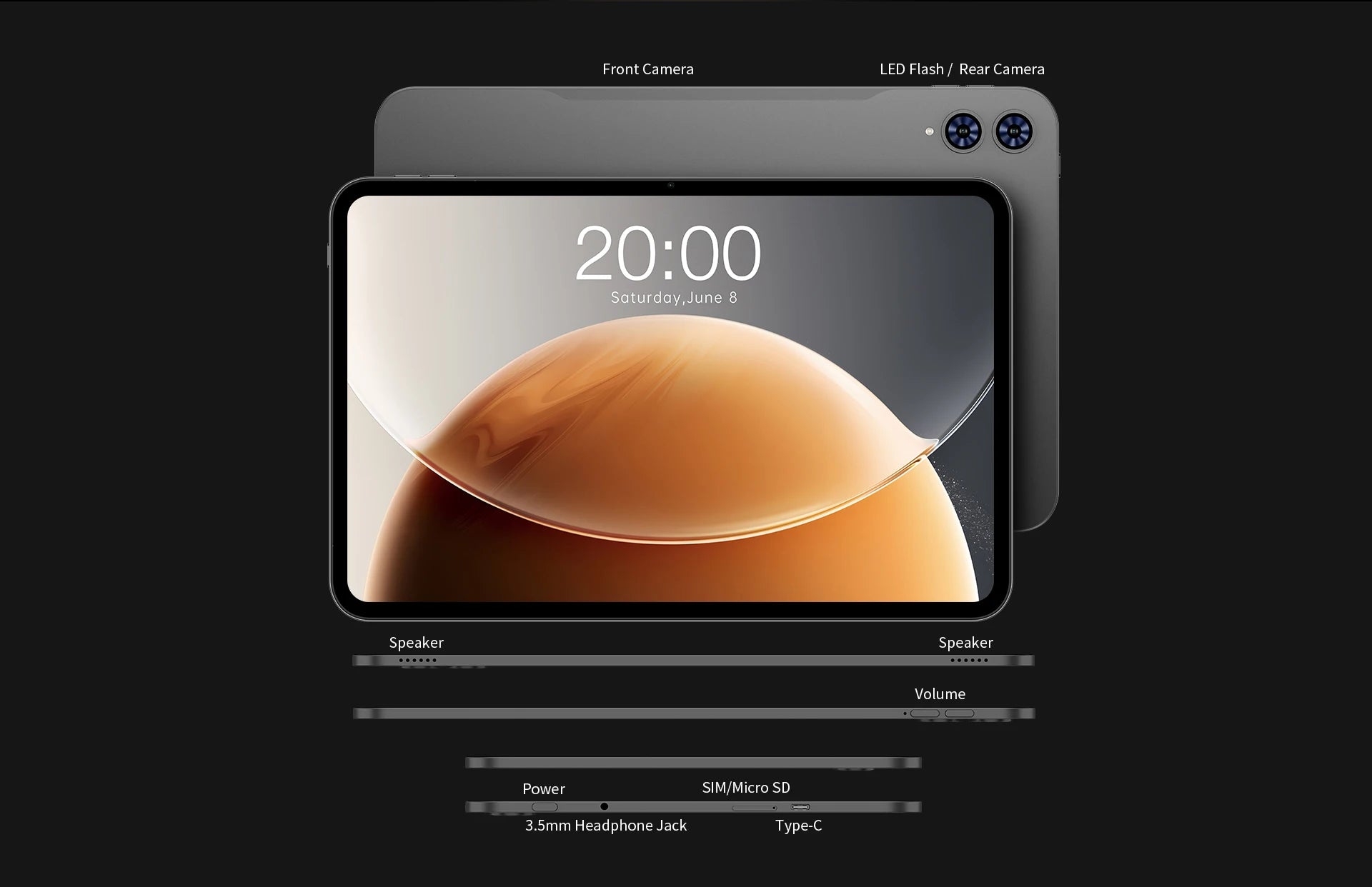 Teclast T65 Tablet 13.4" 2K 120Hz Android 16 Tablets Unisoc T7280 Octa Core Max 26GB RAM 128GB ROM 8000mAh 4G LTE
