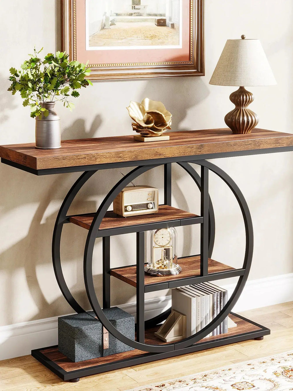 41.3" Industrial Console Table — 4-Tier Entryway Sofa Table for Hallway, Living Room & Foyer