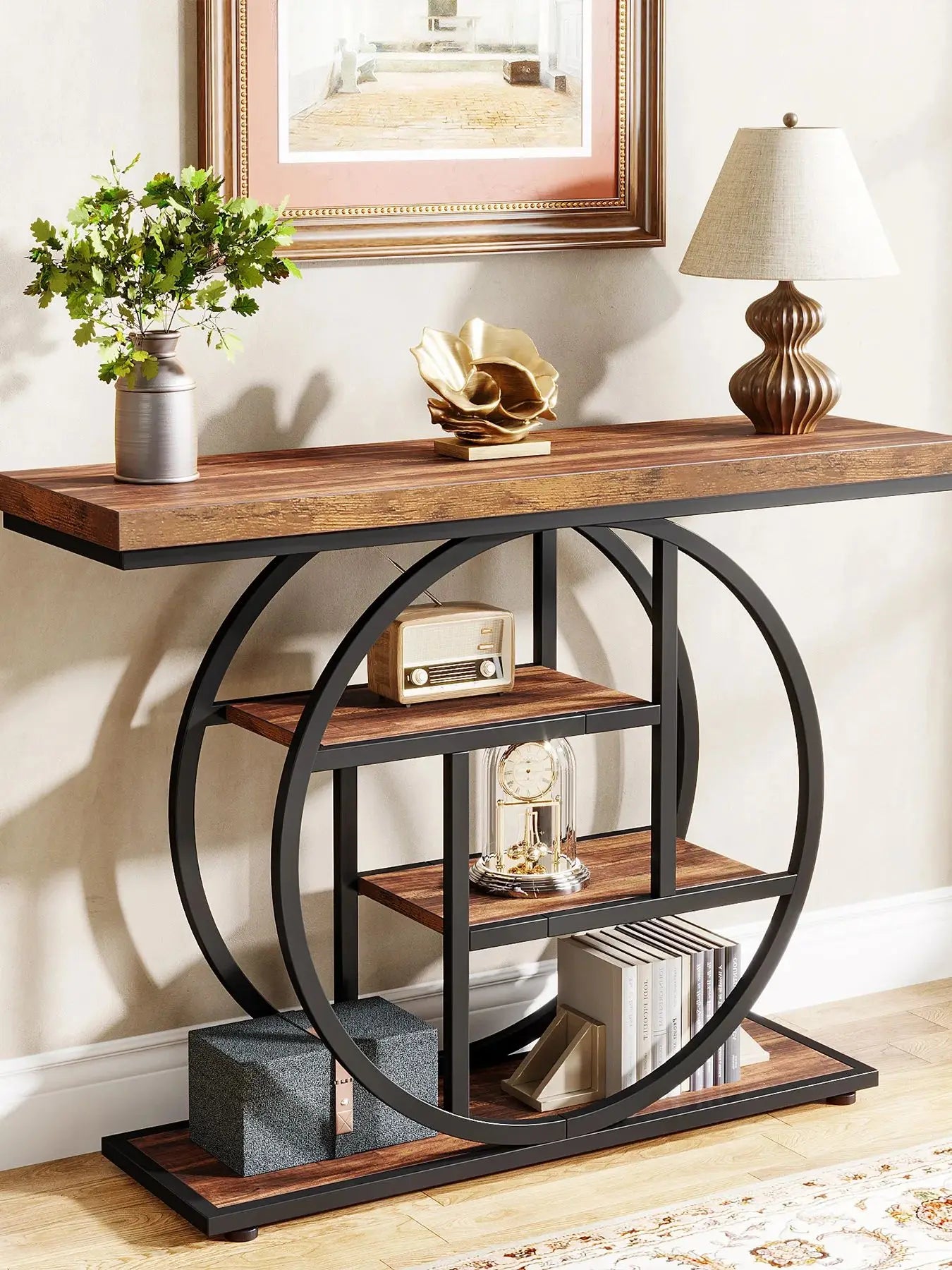 41.3" Industrial Console Table — 4-Tier Entryway Sofa Table for Hallway, Living Room & Foyer