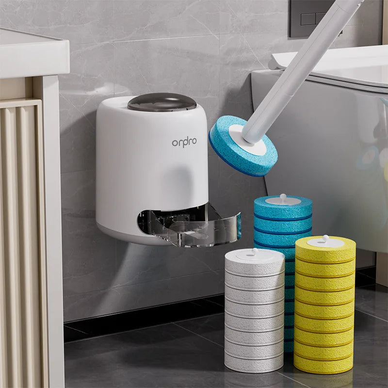 Wall Hanging Disposable Toilet Brush with 8 Refill Heads