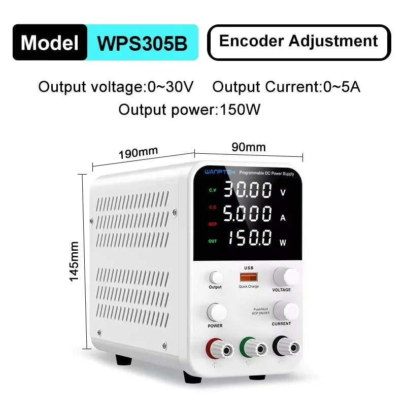 Wanptek Laboratory Power Supply 30V 5A 30V 10A 60V 5A 120V 3A Adjustable with USB fast Charging Bench DC Power Supply