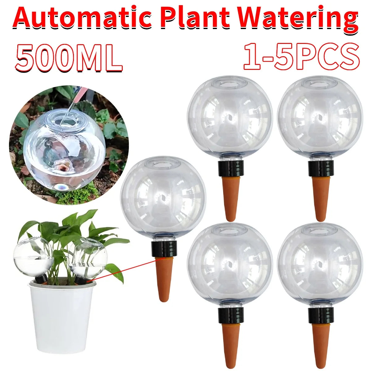 Self-Watering Plant Globes – 500ml Automatic Drip Irrigation Bulbs for Indoor & Outdoor Potted Plants