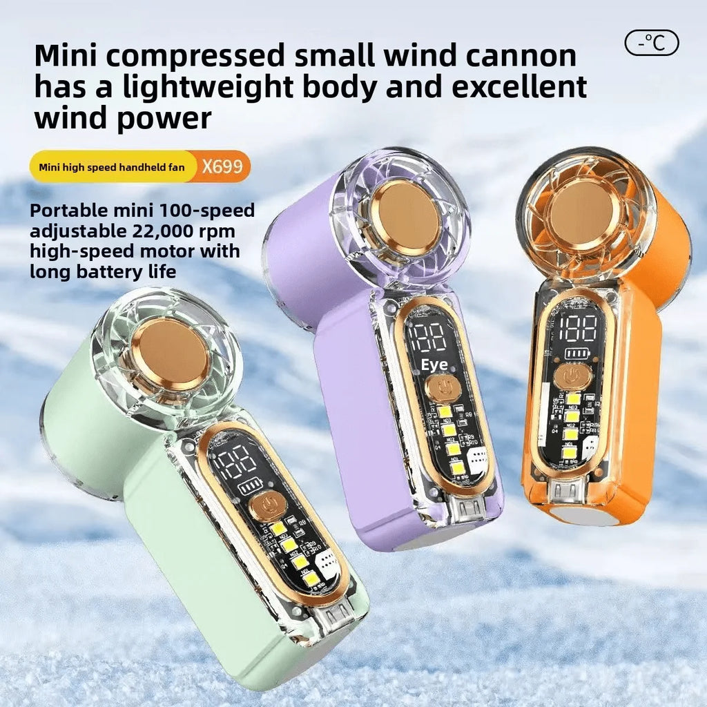 Mini Handheld Fan With Night Light, Dual Function Fan + Ambient Light, 100-Level Adjustment, 40,000 RPM, LED Display, X699 Mini Handheld Fan, Pocket Mini Fan, USB Rechargeable, Continuous Operation, Turbo Fan, Suitable For Ou
