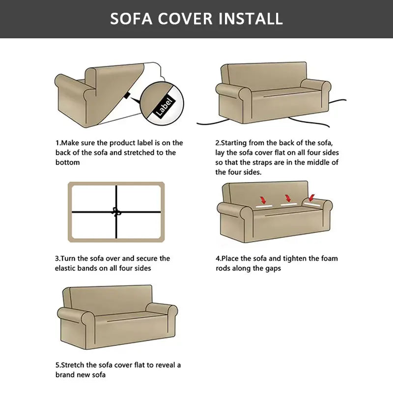Waterproof Jacquard Stretch Sofa Cover — Anti-Slip, Machine Washable, 1-4 Seater Sizes
