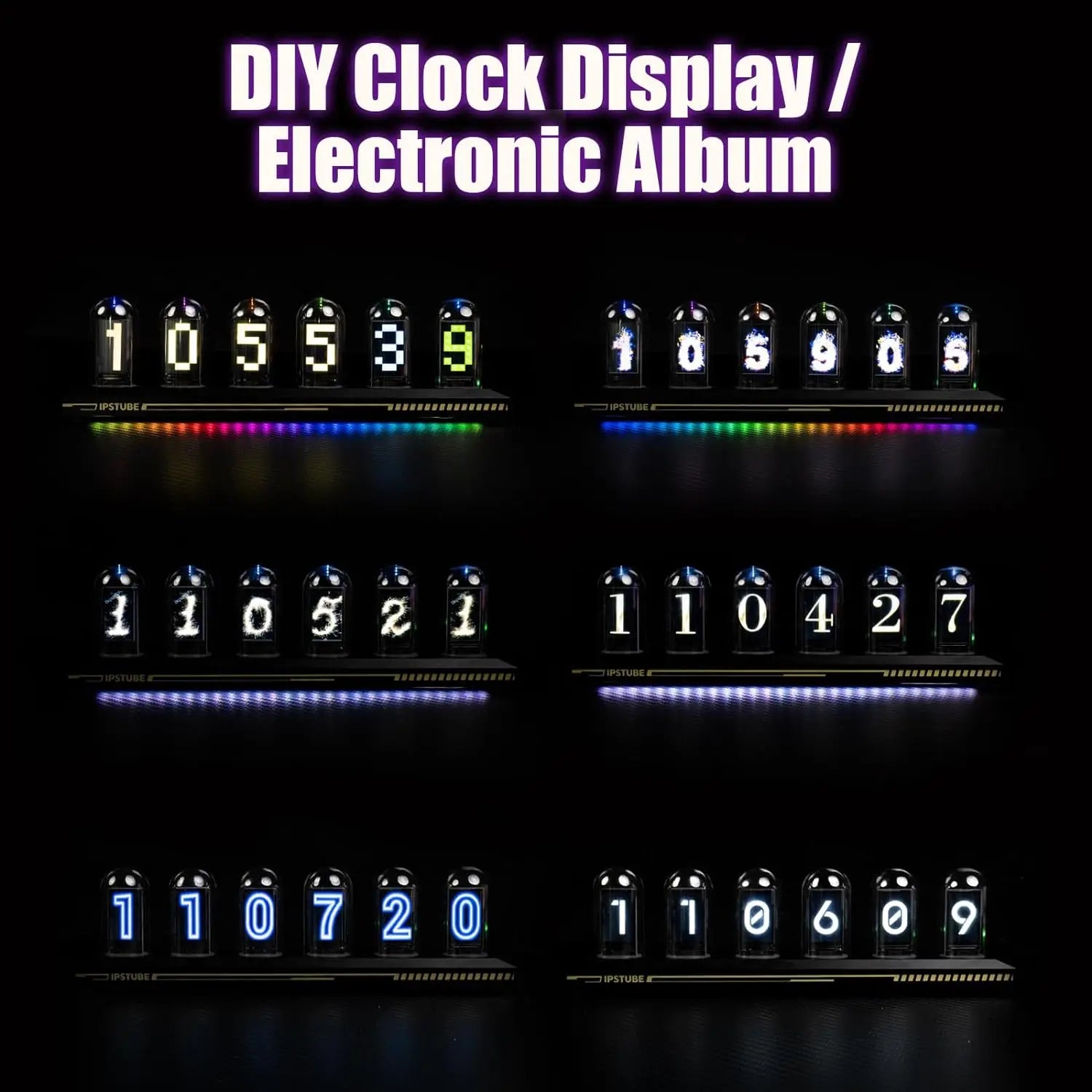 Nixie Tube Clock — Smart IPS Digital Desk Clock with App Control, 12/24H Display & 3 Light Modes