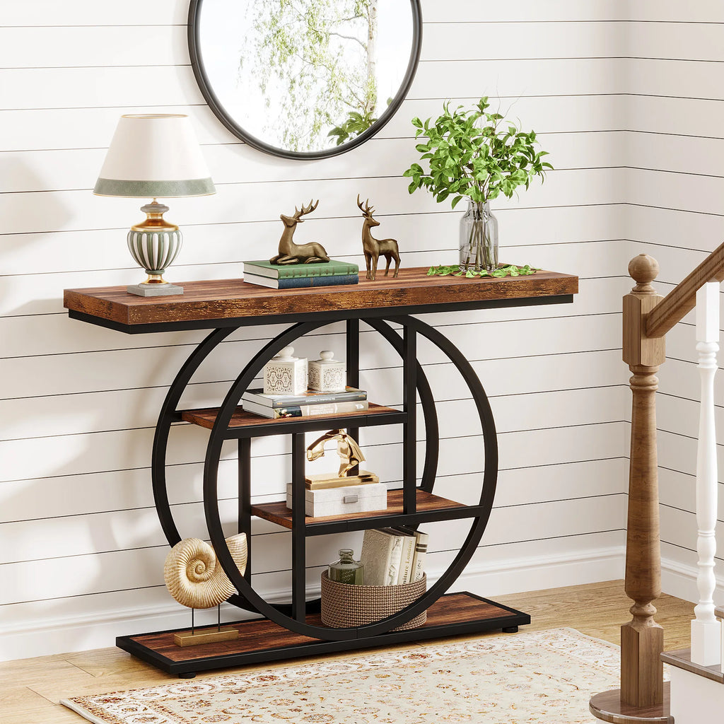 41.3" Industrial Console Table — 4-Tier Entryway Sofa Table for Hallway, Living Room & Foyer