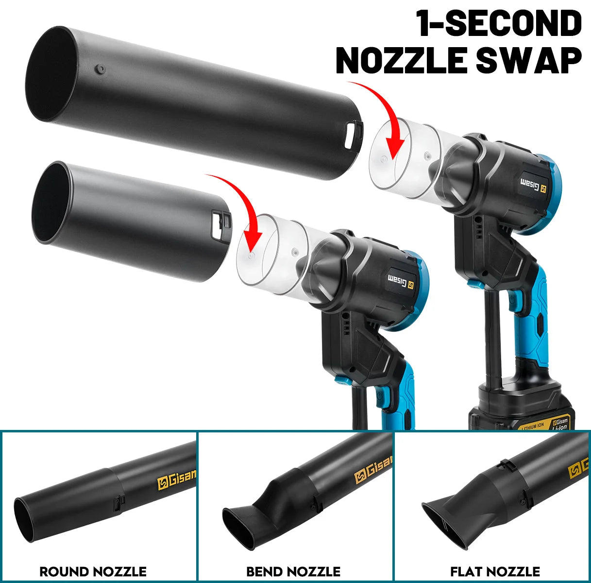 Gisam Brushless Electric Turbo Blowers Fan 35000RPM Air Blower Handheld Leaf Blower Dust Blowing for Makita 18V Battery Pins