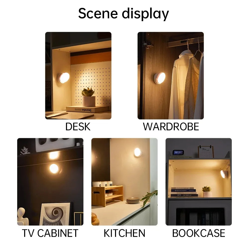 USB Rechargeable Motion Sensor Night Light | 360° Rotating | Warm & Cool White