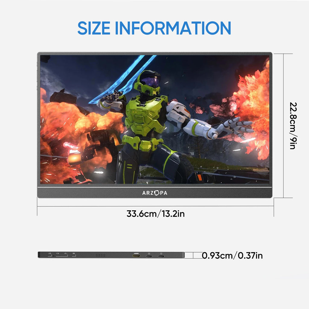 ARZOPA 16.1 Inches Portable Gaming Monitor 144Hz 100% SRGB 1080P FHD IPS Screen Second Screen for Switch, Xbox, PS5, Laptop, Mac