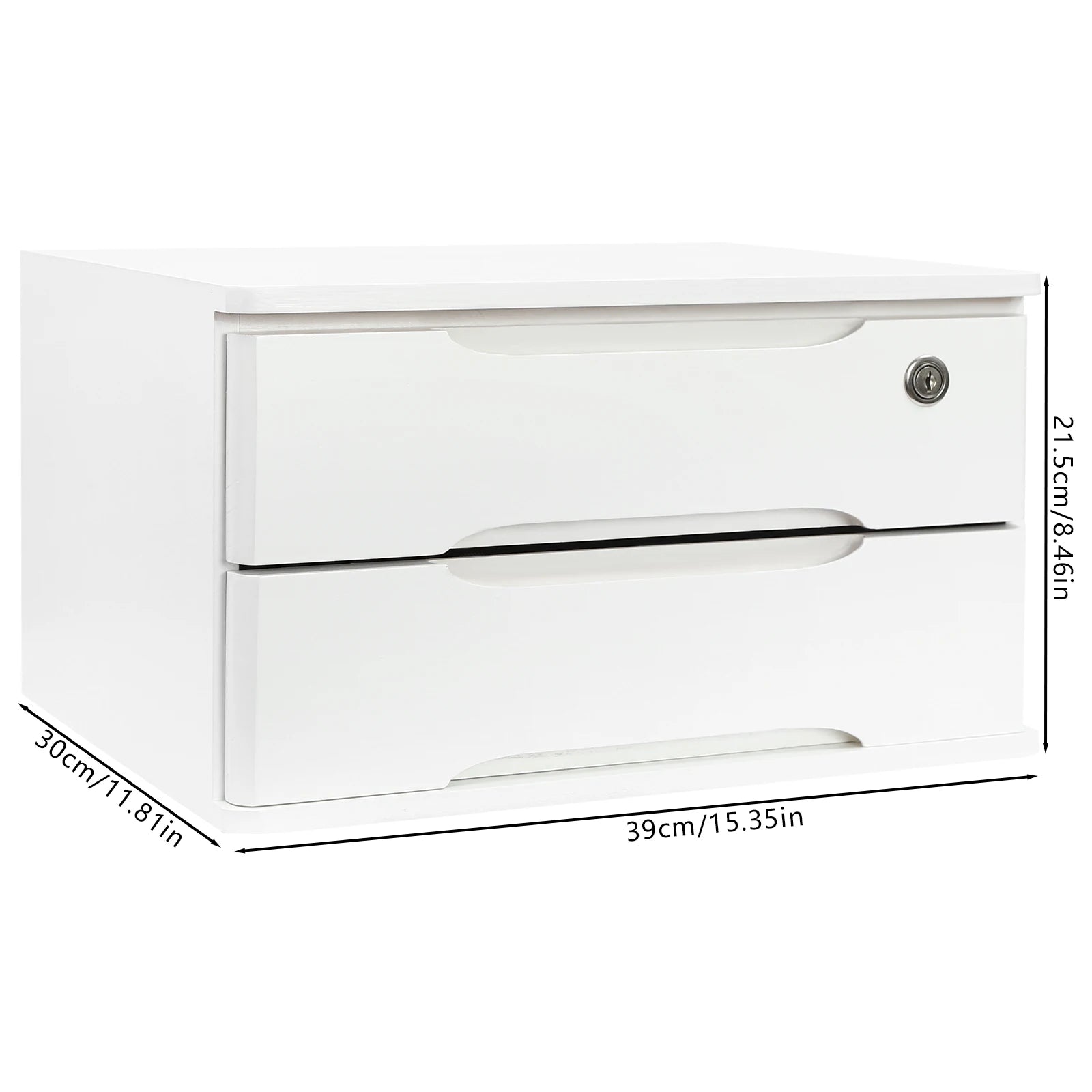 1/2/3 Tier Desktop Storage Box, Wooden Drawer Organizer with Lockable Drawers, No Assembly Required