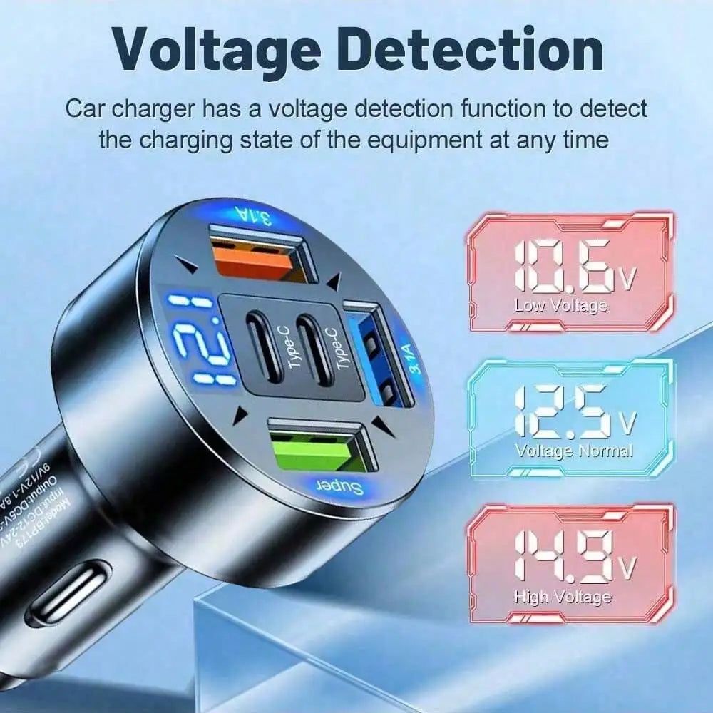 3-Port USB Car Charger With 2 Type-C Ports, Supports PD & QC3.0 Fast Charging, USB-C Car Charger Adapter Compatible With IPhone
