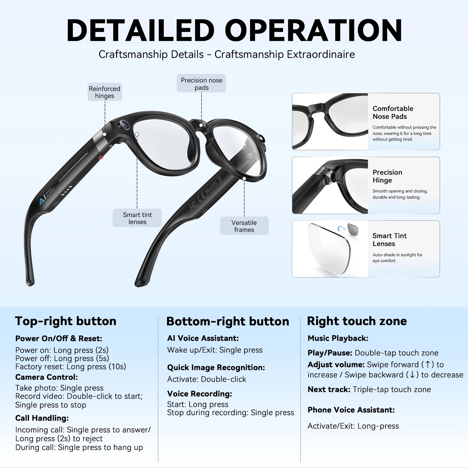 EIGIIS Q8 AI Smart Glasses — 4K Camera, AI Voice, Bluetooth 5.3 & Waterproof