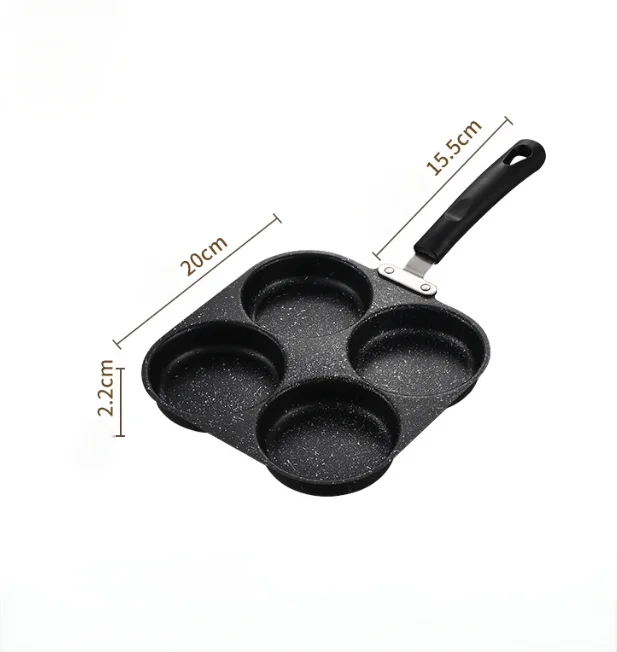 Medical Stone Four-hole Omelette Pot Household Non-stick Flats-bottomed Egg Dumpling Pot Breakfast Egg Burger Frying Pan
