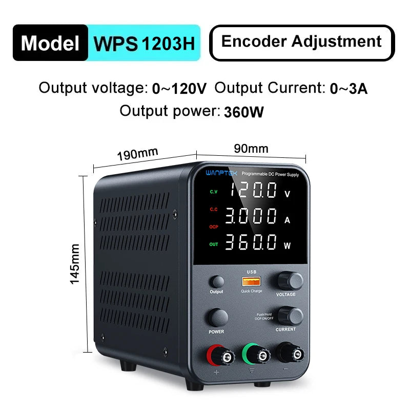 Wanptek Laboratory Power Supply 30V 5A 30V 10A 60V 5A 120V 3A Adjustable with USB fast Charging Bench DC Power Supply