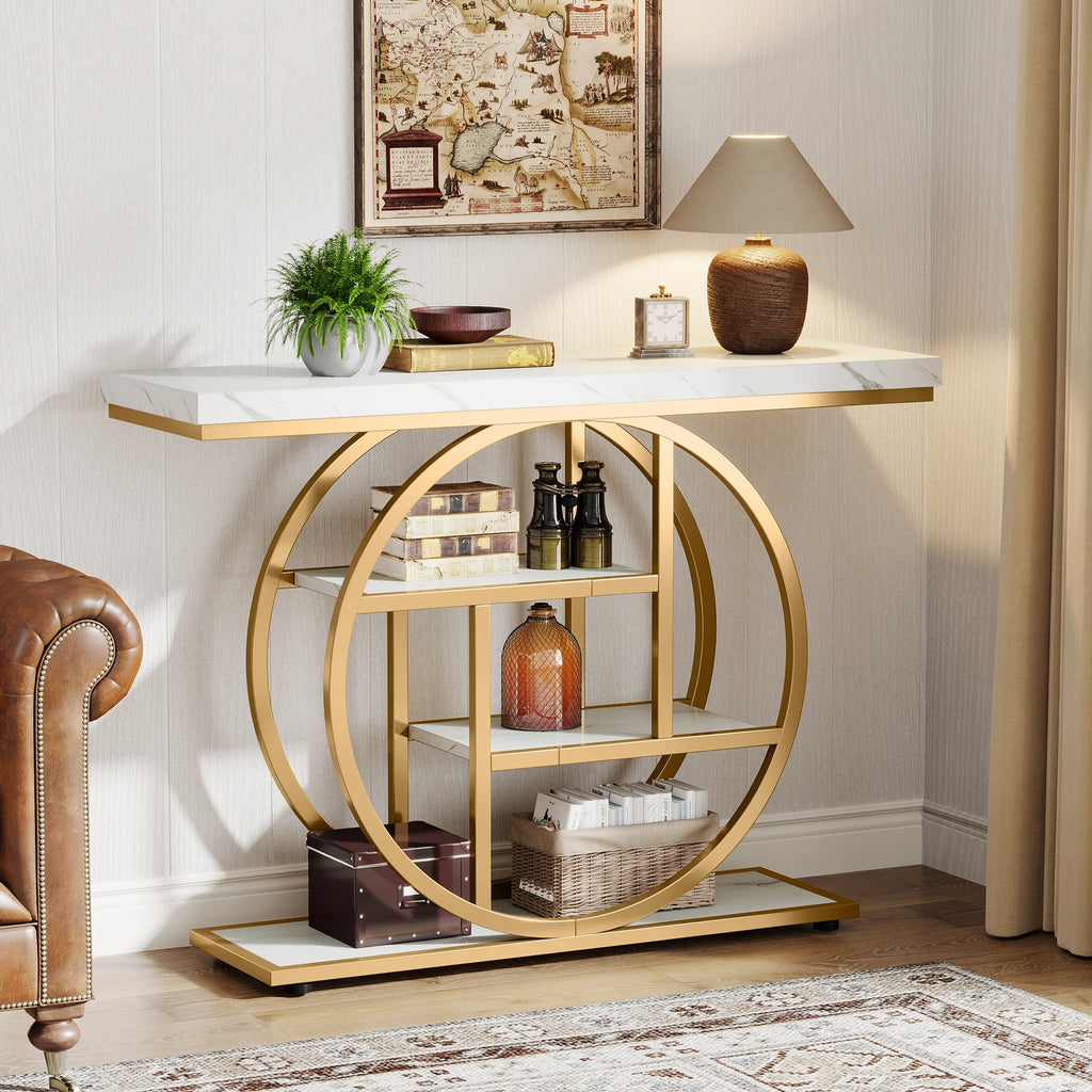 41.3" Industrial Console Table — 4-Tier Entryway Sofa Table for Hallway, Living Room & Foyer