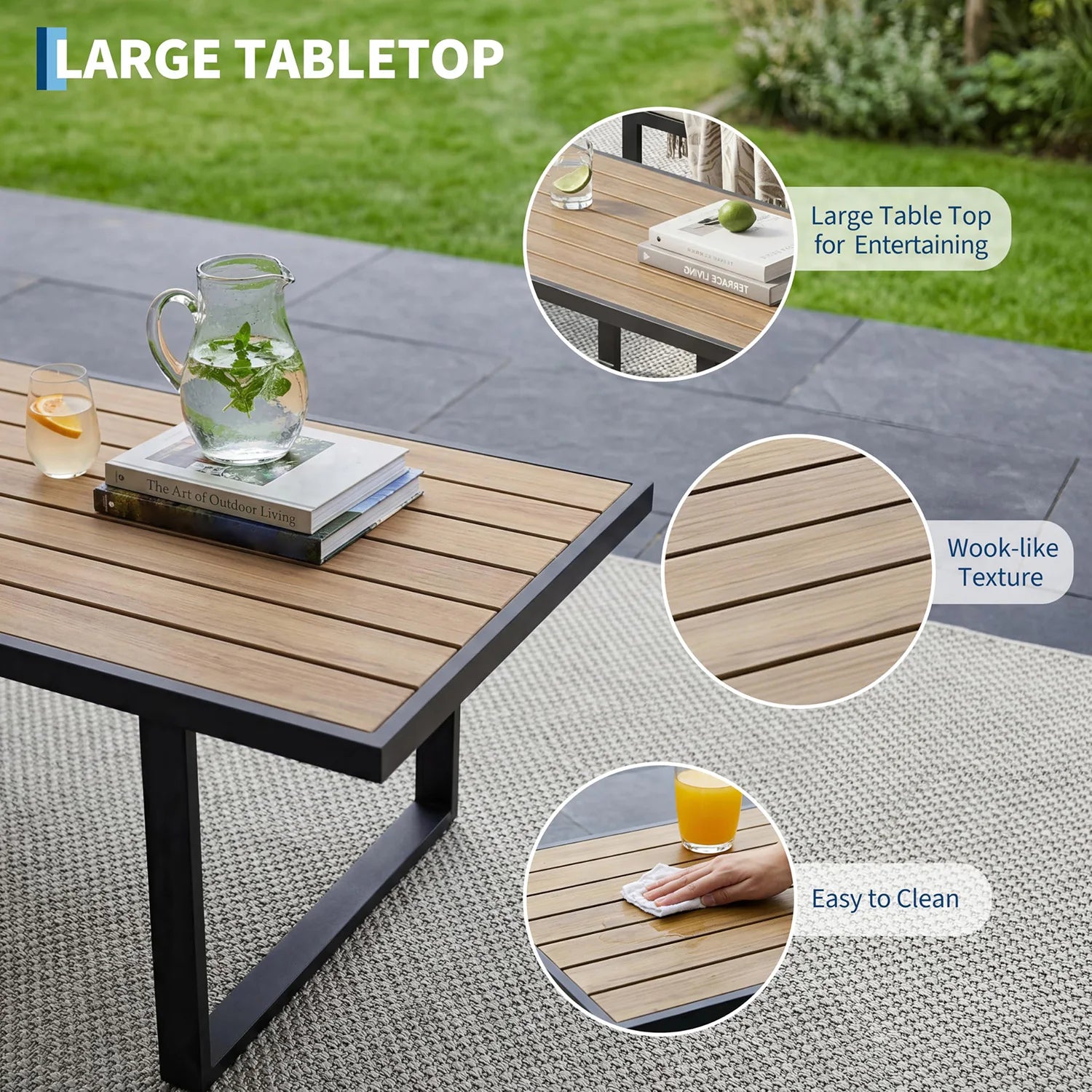 4-Piece Outdoor Patio Sofa Set — Modern Sectional with Coffee Table & Washable Cushions