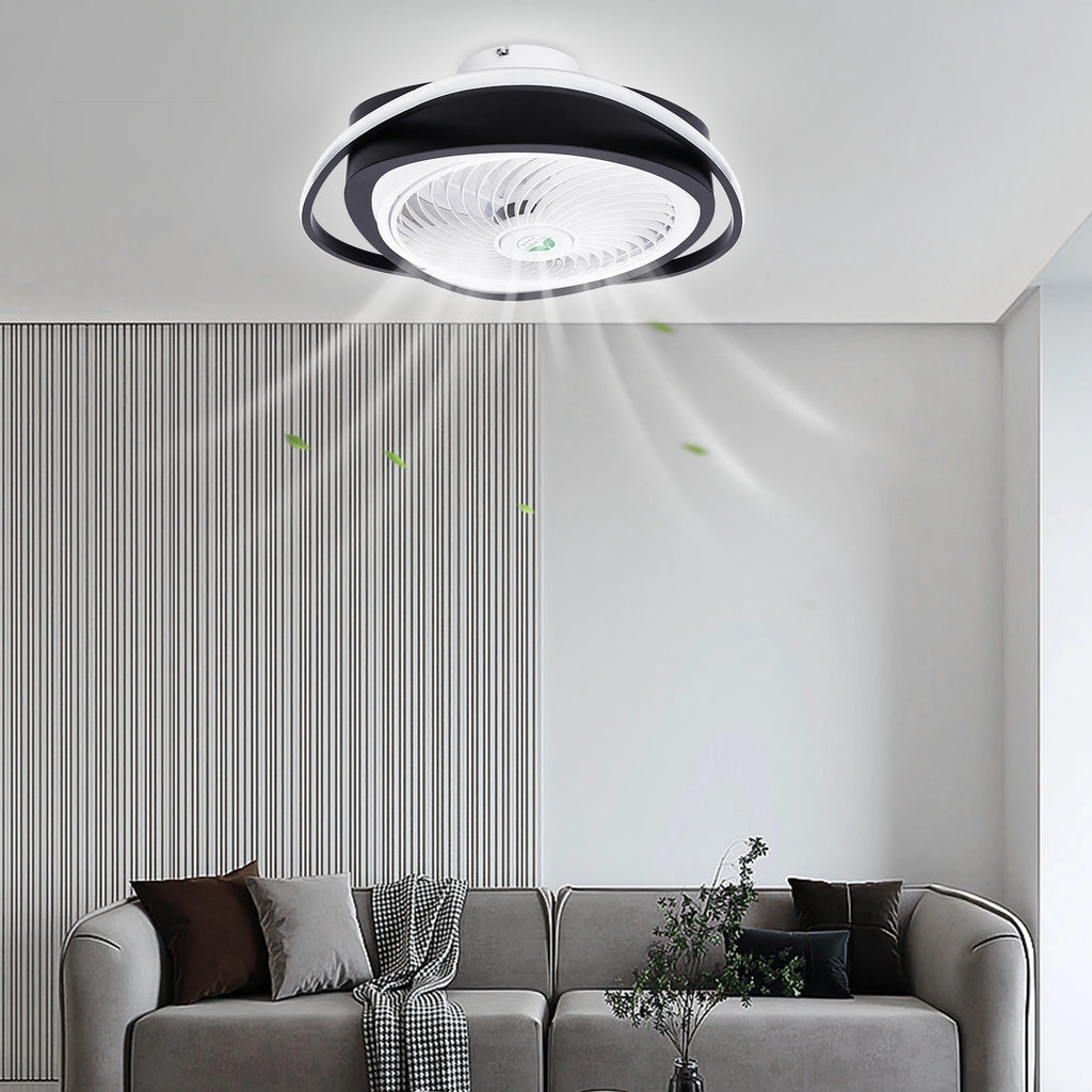 20" LED Ceiling Fan with Light — Remote Control, Dimmable, 3 Speeds, Invisible Blade, Low Profile
