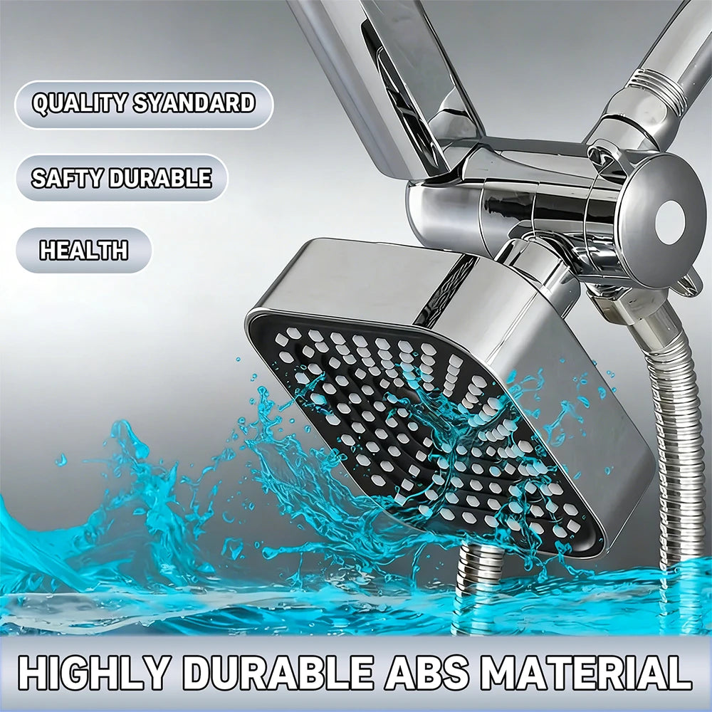 2-in-1 High-Flow Shower Head Set - Wall-Mounted Rainfall & Handheld with T-Valve & Long Hose