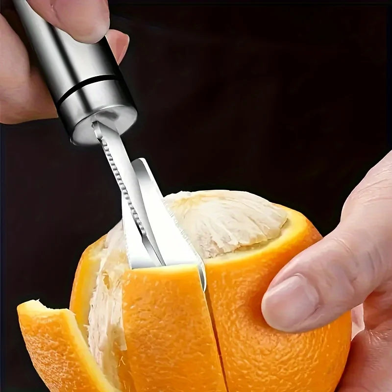 Stainless Steel Citrus & Orange Peeler with Handle - Kitchen Fruit Peeling Tool