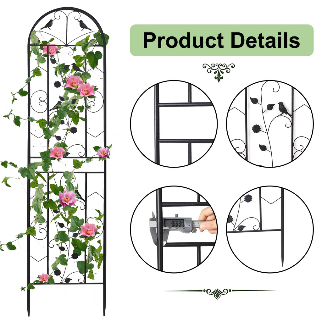 Metal Garden Trellis Fence – 2 Pack, 83" Tall Anti-Rust Wrought Iron Panels for Climbing Plants, Garden Border & Decor