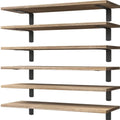 Wood Floating Shelves Set of 6 | Farmhouse Wall Shelves for Bedroom, Bathroom & Living Room