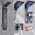 Luxury Black/Brushed Bathroom Shower Faucet LED Shower Panel Column Bathtub Mixer Tap With Hand Shower Temperature Screen