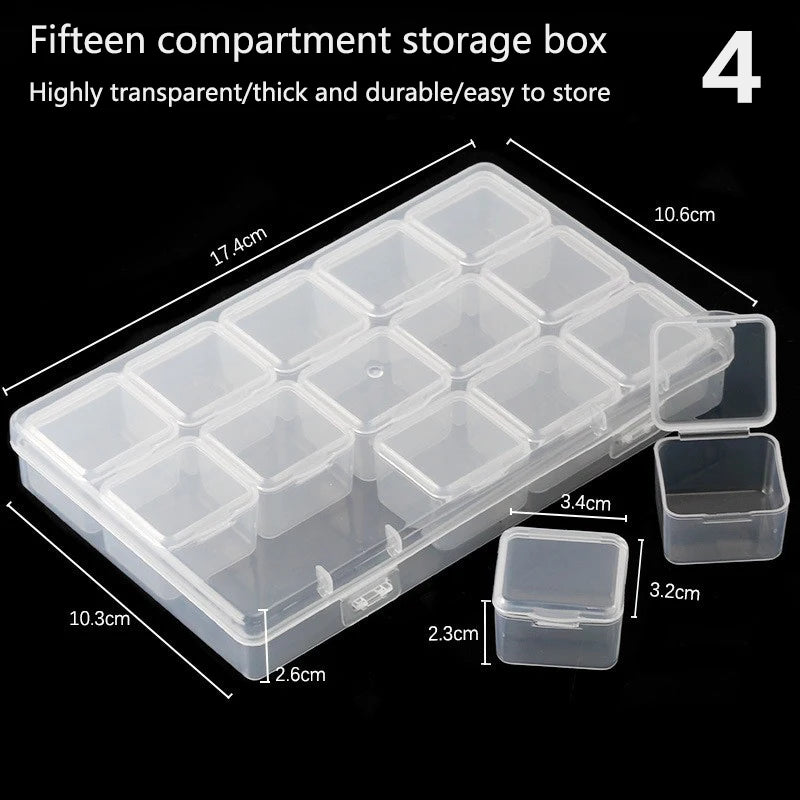1/6/9/15/30Grids DIY Diamond Jewelry Storage Box Grids Clear Nail Art Rhinestones Tools Beads Display Storage Case Organizer Box