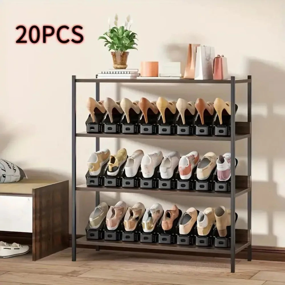 Shoe Slot Organiser Stackers – 20 Pack, Double-Layer Closet Rack, No Assembly Required
