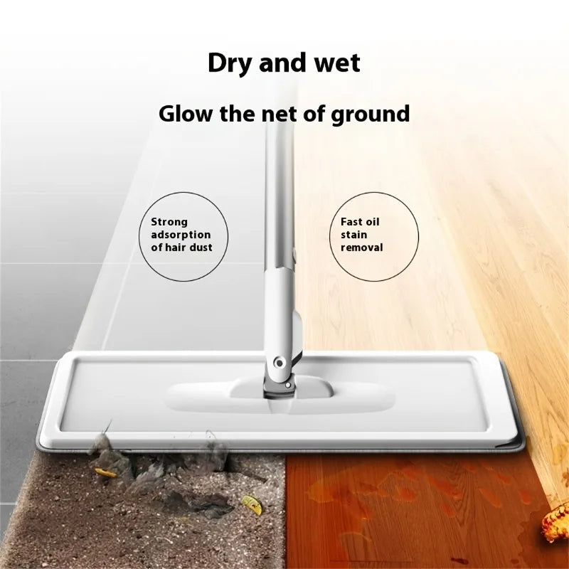 AEHOME Hands-Free Flat Mop & Bucket Set – 360° Swivel, 4 Reusable Microfiber Pads, Long Handle