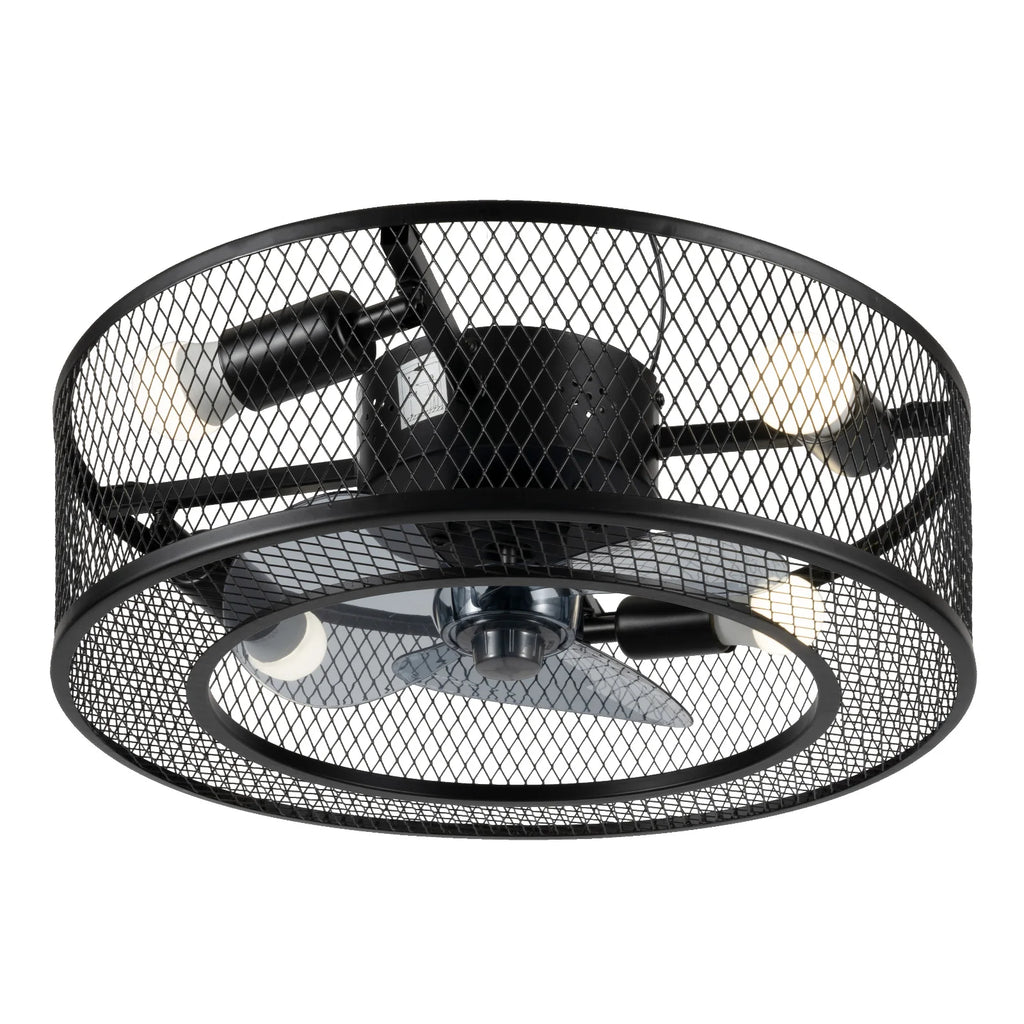 18" Ceiling Fan with Light — Black, Remote Control, 4 × E26/E27, 3-Speed, 1/2/4/8h Timer, Indoor