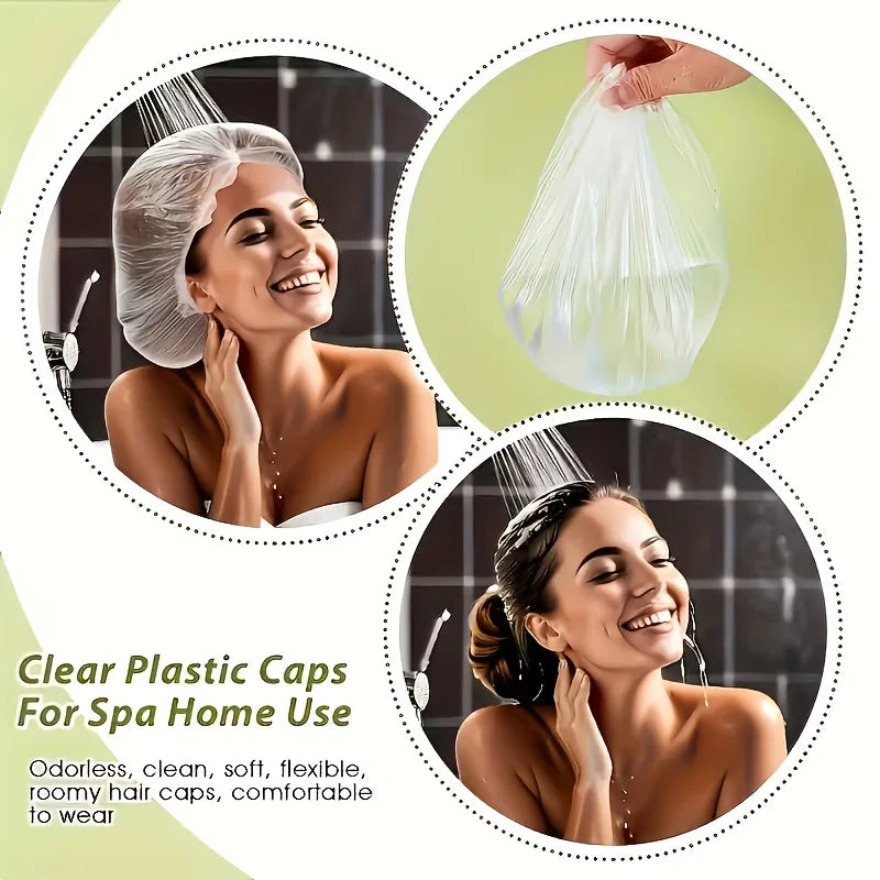 Waterproof Disposable Caps 100 Pack, HDPE Material Stretches to 29cm, for Hair Protection, Pet Care, DIY & Housekeeping