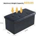 43" Folding Storage Ottoman — Leather Footstool & Bedroom Bench, 660 lb Capacity, Memory Foam Seat