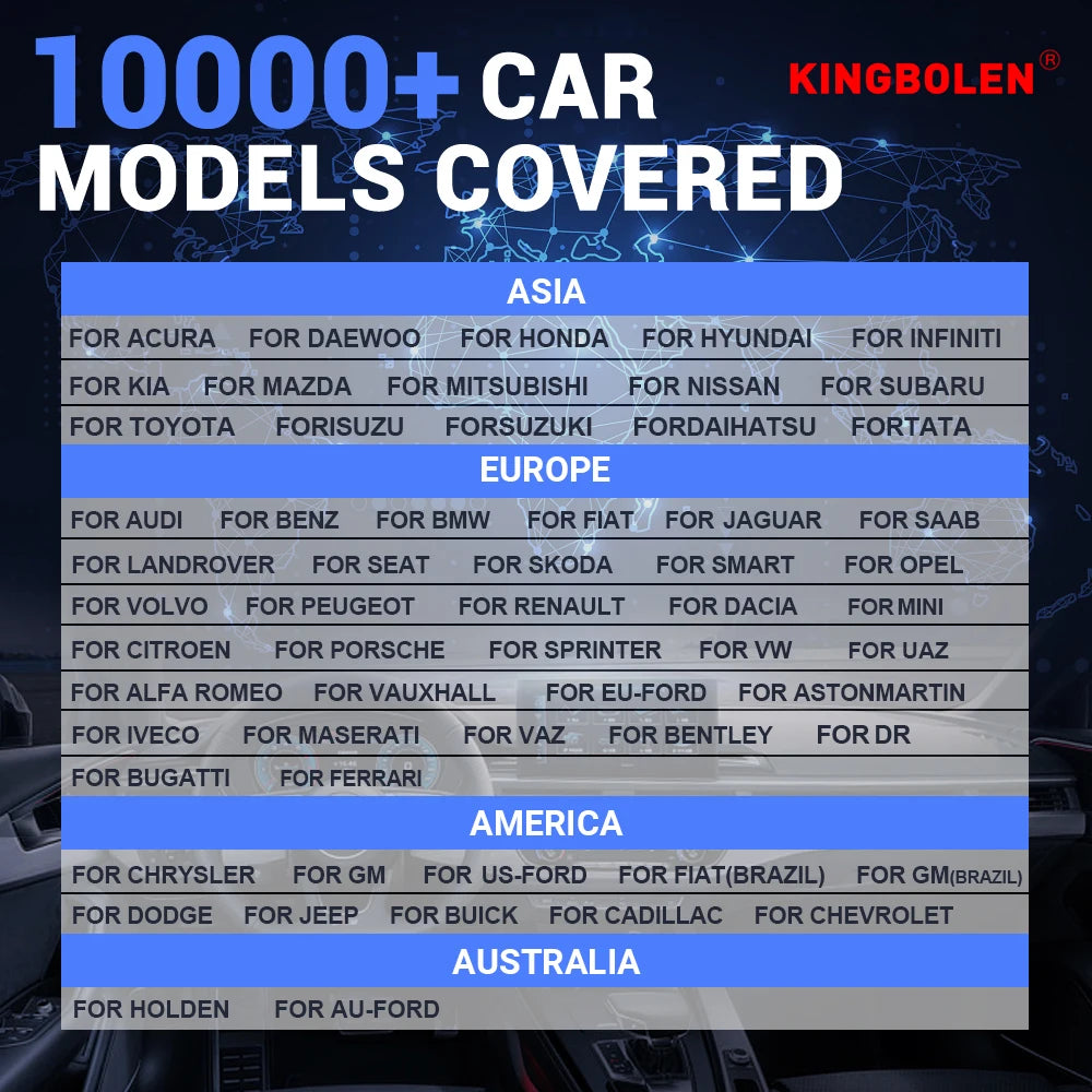 Kingbolen S6 OBD2 Scanner Bluetooth All System lifetime Free Update CAN FD Diagnostic Tool 28+ Resets SAS/BMS/TPMS Scan Tool