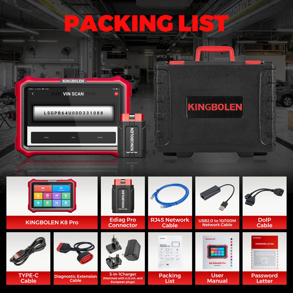 【Lifetime Free Update】Newest KINGBOLEN K8 PRO Advanced Car diagnostic Tools ECU Coding Bi-directional Test CAN FD DOIP 34 Reset